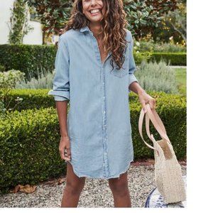 FRANK & EILEEN STONEWASHED DENIM MARY BUTTON FRONT SHIRT DRESS SIZE M